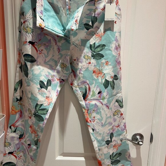NWT - Calvin Klein - Women's trousers - Ankle - Multicolor floral print - Picture 2 of 10
